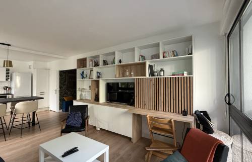 Rénovation de cuisine, revêtement de sol et meuble télé à Antony