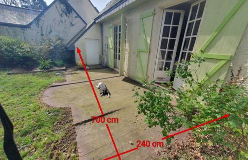 Terrasse avant rénovation - Prise de mesures pour aménagement extérieur