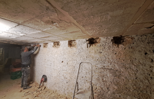 Préparation du renforcement du sous-oeuvre