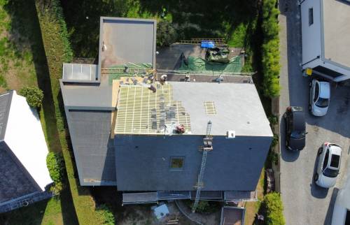 Extension de maison avec ossature et bardage bois à Vertou - début des travaux