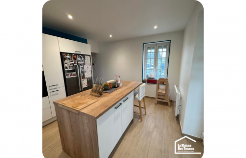 ilot central bois et blanc 