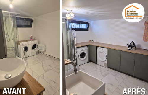 aménagement fonctionnel Valserhône, meuble sur mesure Pays de Gex, vasque tablier Gex, décoration moderne Divonne-les-Bains, rénovation intérieure Saint-Genis-Pouilly