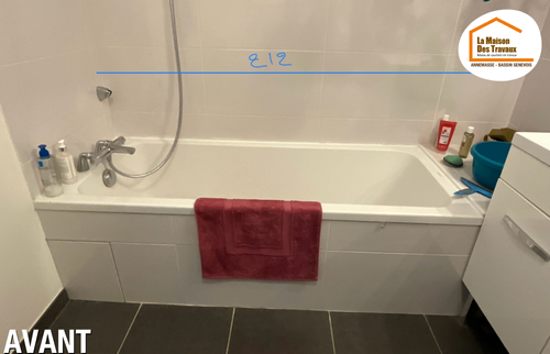 travaux salle de bains Saint-Julien-en-Genevois, rénovation carrelage, salle de bains moderne, paroi vitrée douche, rénovation sanitaire