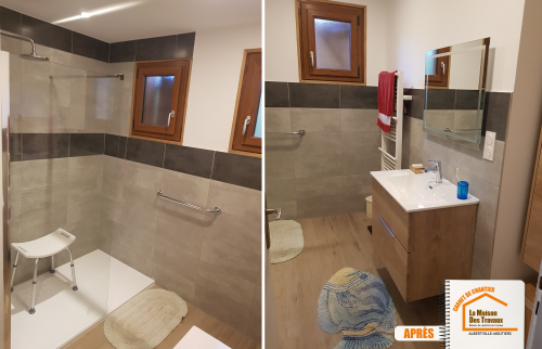 Salle de bain pour seniors, Travaux accessibilité PMR, Transformation salle de bain retraités, Carrelage antidérapant salle de bain