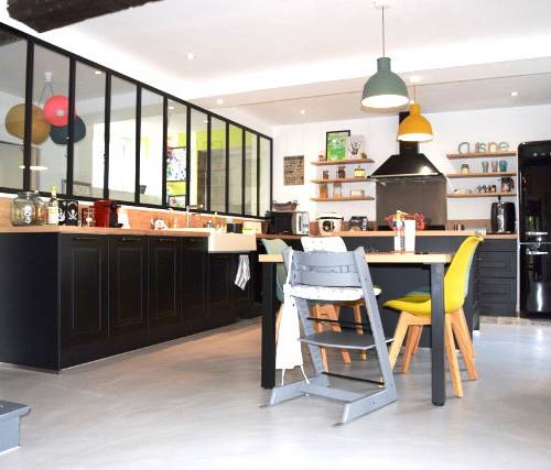 Rénovation complète d'une cuisine ouverte sur la salle à manger à Nantes (44) - Loire Atlantique