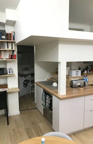 renovation agencement complete studio paris 75017 cuisine