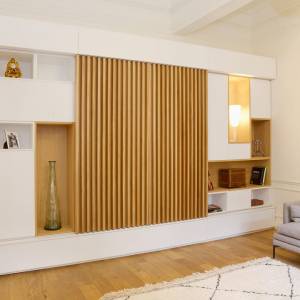 Meuble TV bibliothèque sur mesure à Toulouse - Emmanuelle Milhaud - La Maison Des Architectes