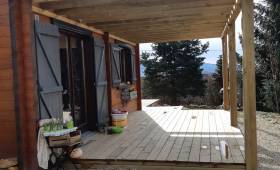 Création d'une terrasse bois lors de travaux d'extension de maison - Priay 01
