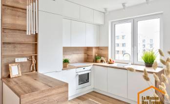 rénovation de cuisine blanc et bois