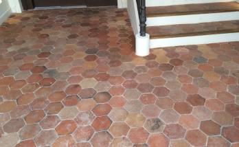 Carrelage tomettes ancienne restauré - accès entrée et couloir - Cergy-Pontoise - 95800 -