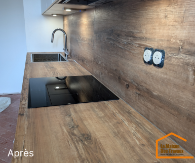 Plan de travail de cuisine en bois