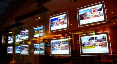 Eclairage Led pour mise en valeur des annonces immobilières en vitrine