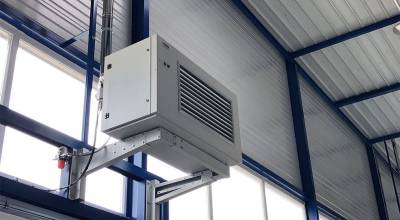 Aérotherme dans un gymnase du Calvados