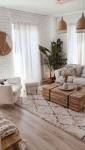 Espace salon aux teintes claires