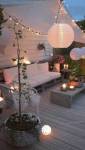 Terrasse aménage avec toile tendue / Lampions