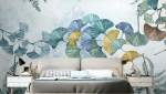 Chambre avec papier peint floral panoramique