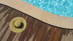 Plage de piscine en bois et pierre 