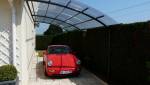 Carport adossé aluminium et toiture verre