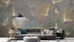 Salon au papier peint doré panoramique