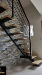 Escalier intérieur quart tournant en bois et métal - Arras 62