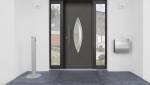 porte d'entrée connectée monobloc PVC avec vitrage sécurisé