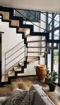 Escalier intérieur trois quart tournant en bois et métal - Arras 62