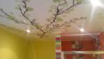 Plafond tendu salle de bain effet imprimé zen