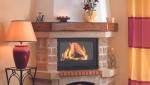 Cheminée de coin en pierre avec insert - bûches -