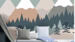 Chambre d'enfant avec paysage de montagne