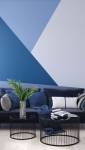 Salon avec peinture géométrique