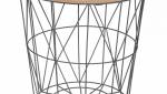 Table d'appoint bois clair et treille métal