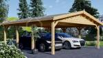 Carport centr terrain 4 piliers bois ouvert