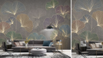 Papier peint panoramique effet ginkgo "Asiatique"