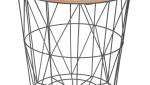 Table d'appoint bois clair et treille métal