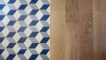 Sol carrelage et parquet entre l'entrée et la cuisine à Palaiseau