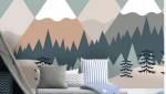 Chambre d'enfant avec paysage de montagne