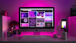 Bureau avec LED de couleur rose