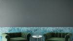 Frise murale salon bas de mur façon carrelage mosaique  - peinture unie - 