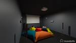 Home cinéma 3D avec poufs et projecteur