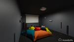 Home cinéma 3D avec poufs et projecteur