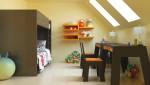 Chambre avec bureau sous comble création Velux avec stores et volets roulants