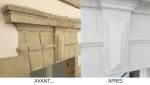 Contour de fenêtre extérieur en pierre AVANT - APRES travaux de ravalement de façade - Nantes 44