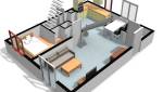 Plan 3D du rez-de-chaussée à Goncelin : La chambre a remplacée le garage