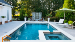 Piscine en béton avec jacuzzi intégré