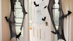 Toiles d'araignées et chauves-souris porte halloween