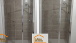 Douche avec receveur carrelage marron clair