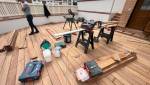 Mise en place des lames de bois exotique