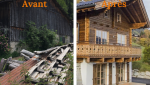 face ferme grange rénovation en bois 
