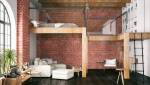 Mezzanine vue de face dans uen style industriel
