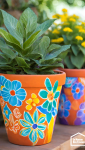 Pots de fleurs peints à la main